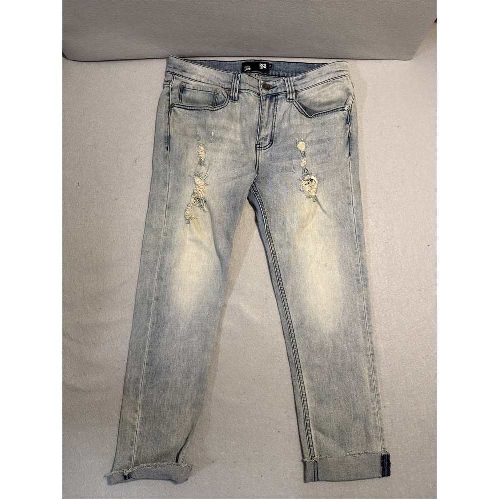 RSQ Jeans Men 32x28London Skinny Blue Zip Fly Mid Rise Straight Modern Casual‎ - Picture 2 of 6
